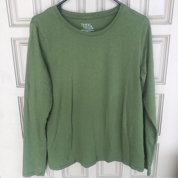 Time And Tru olive green, small, long sleeve stretch T-shirt - Picture 1 of 6
